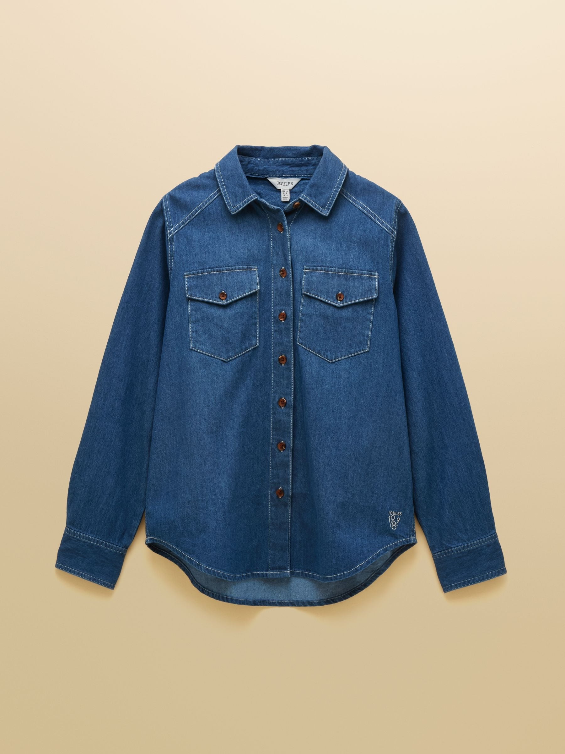 Mid Wash Blue Relaxed Fit Denim Shirt