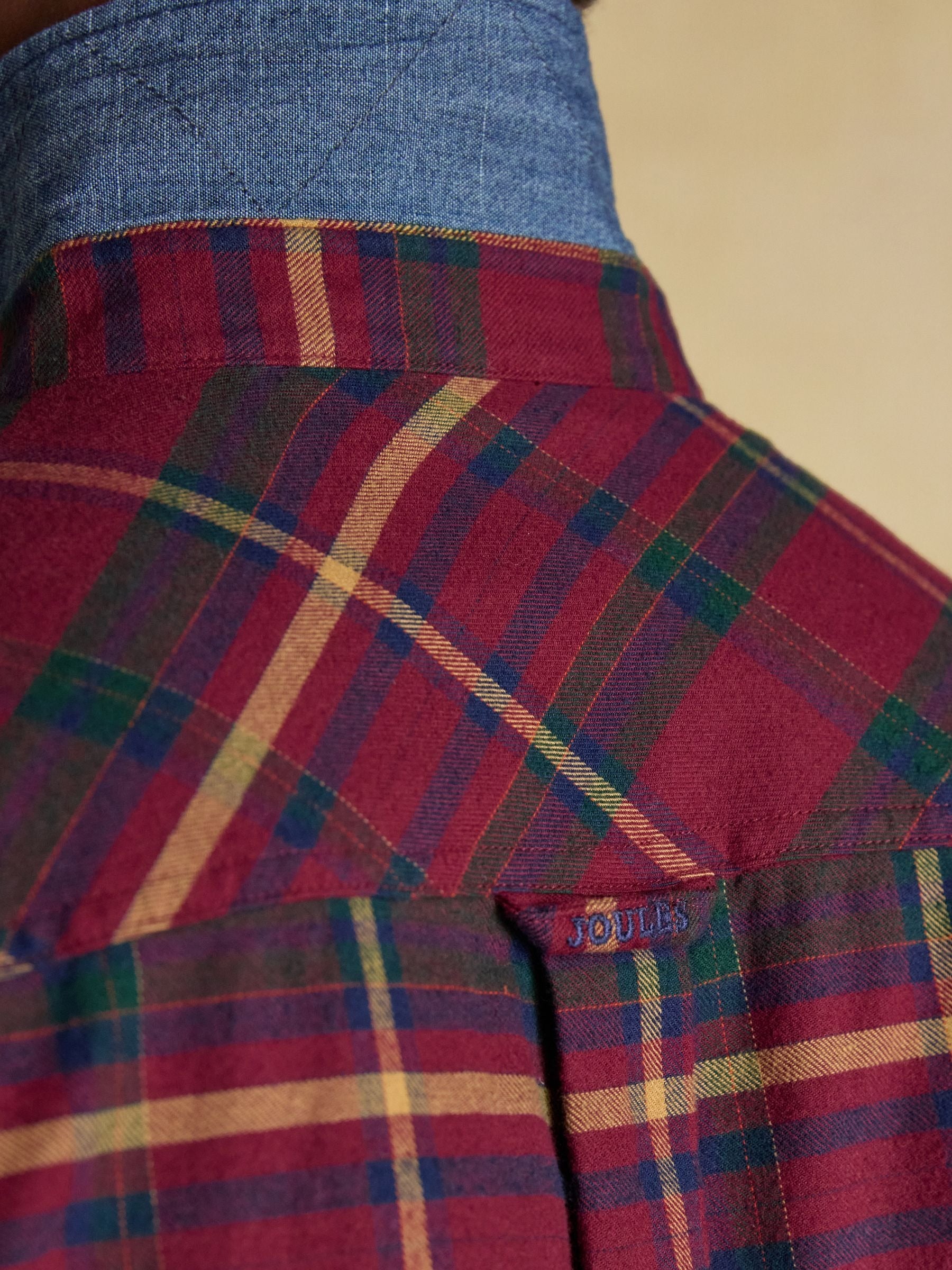 Brushed Flannel Burgundy Red Check Cotton Shirt