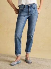 Mid Blue Straight Fit Mid Rise Jeans