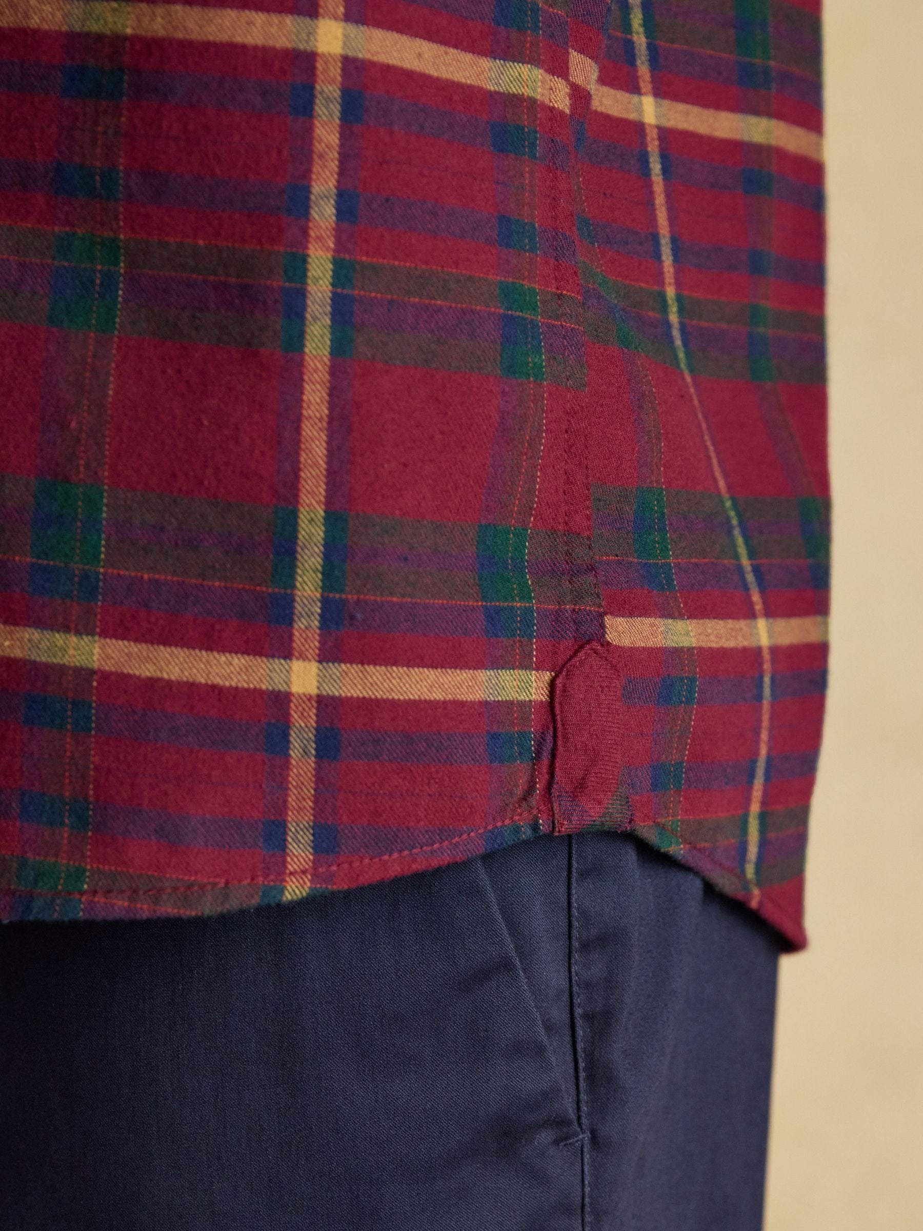Brushed Flannel Burgundy Red Check Cotton Shirt