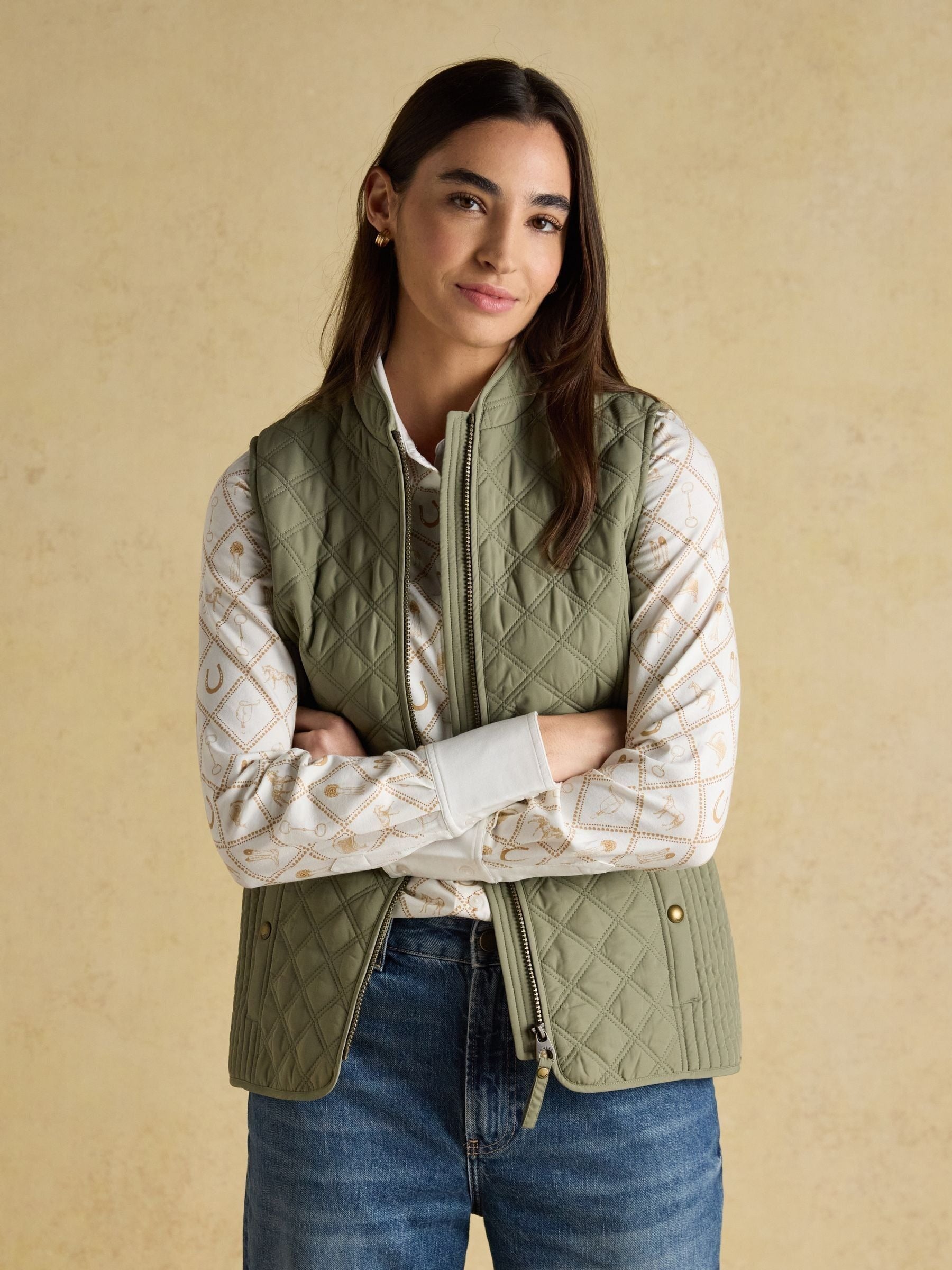 Minx Sage Green Showerproof Diamond Quilted Gilet