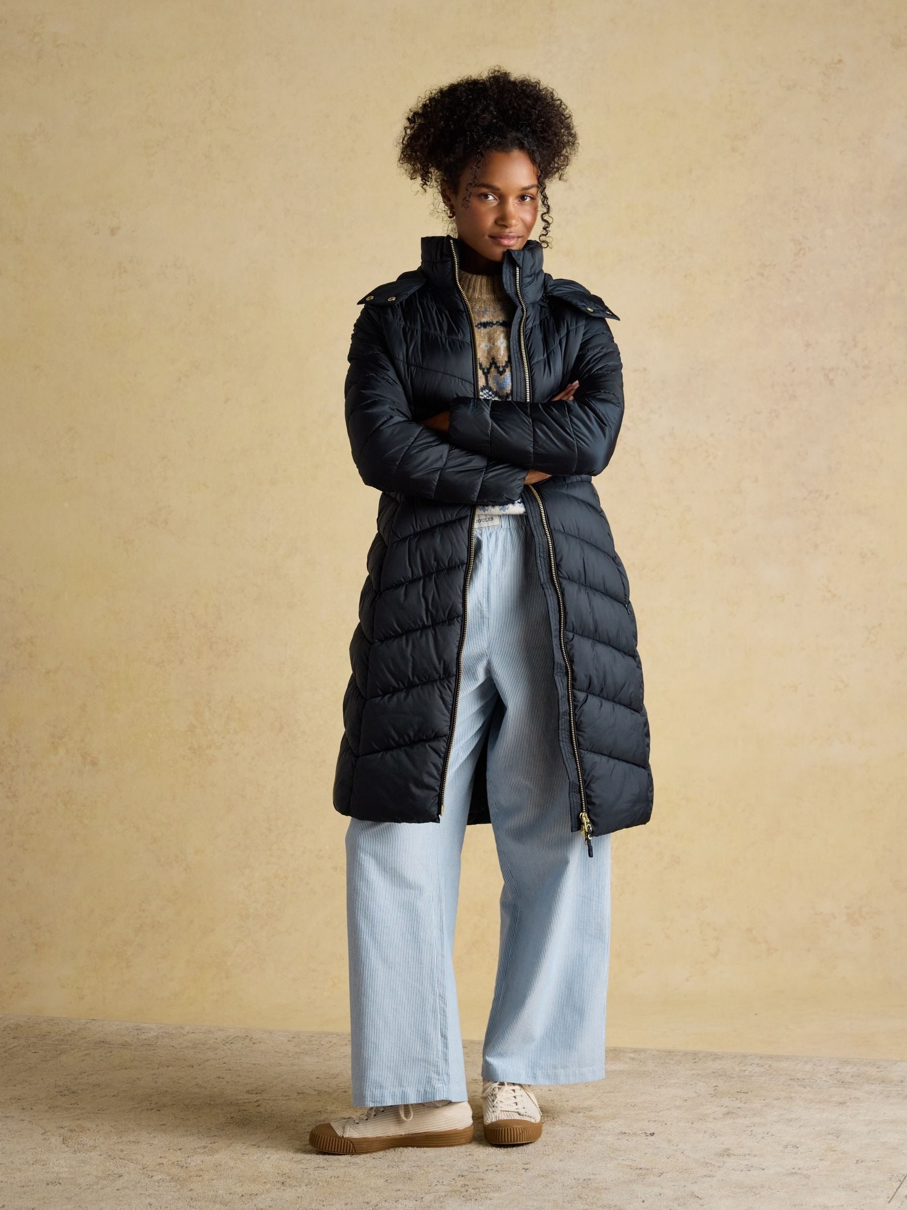 Pembury Navy Showerproof Longline Padded Coat with Hood -