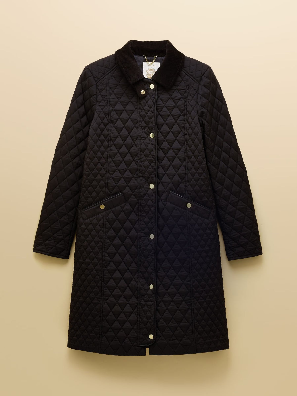 Rosewell Black Longline Diamond Quilted Showerproof Coat