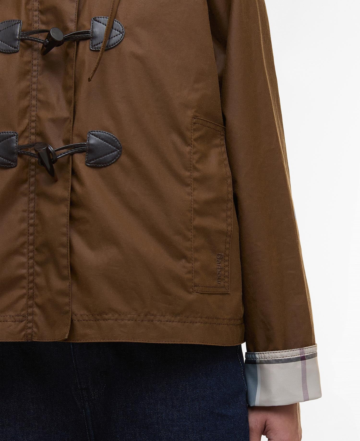 Myra Waxed Duffle Coat - Bark/Hessian Tartan