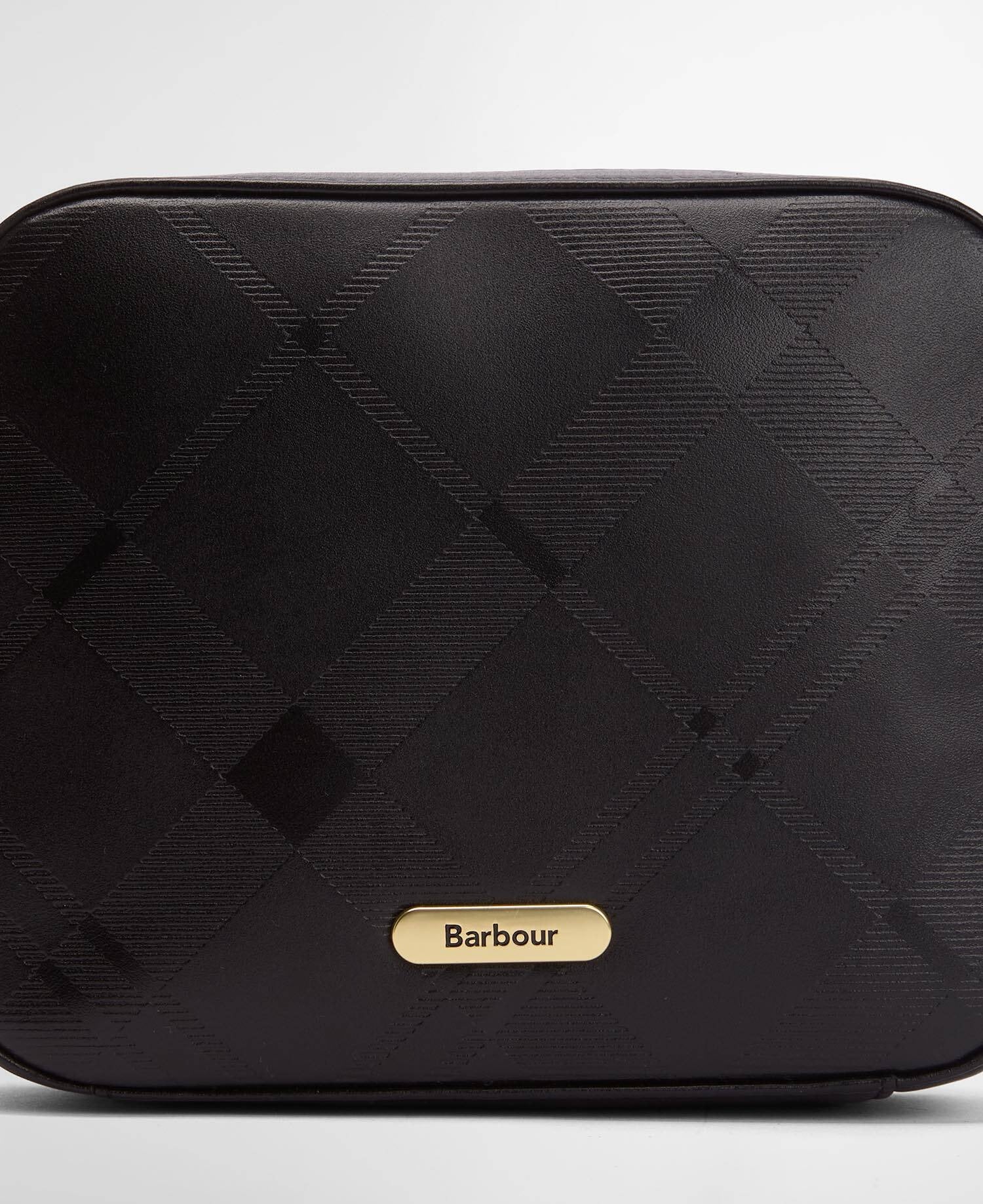 Daphne Deboss Leather Crossbody Bag - Black/ Deboss Tartan