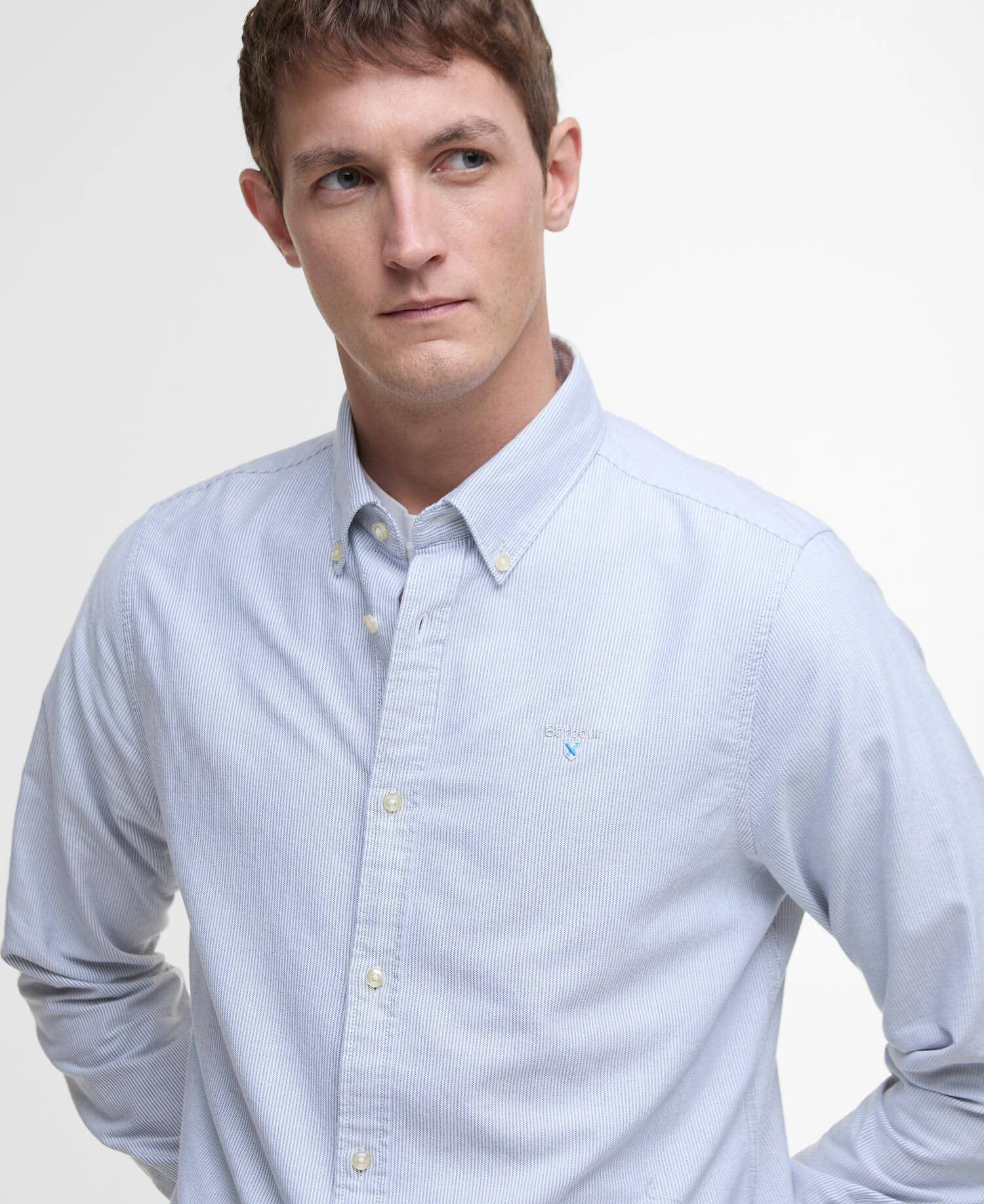 Striped Oxford Tailored Long-Sleeved Shirt - Navy