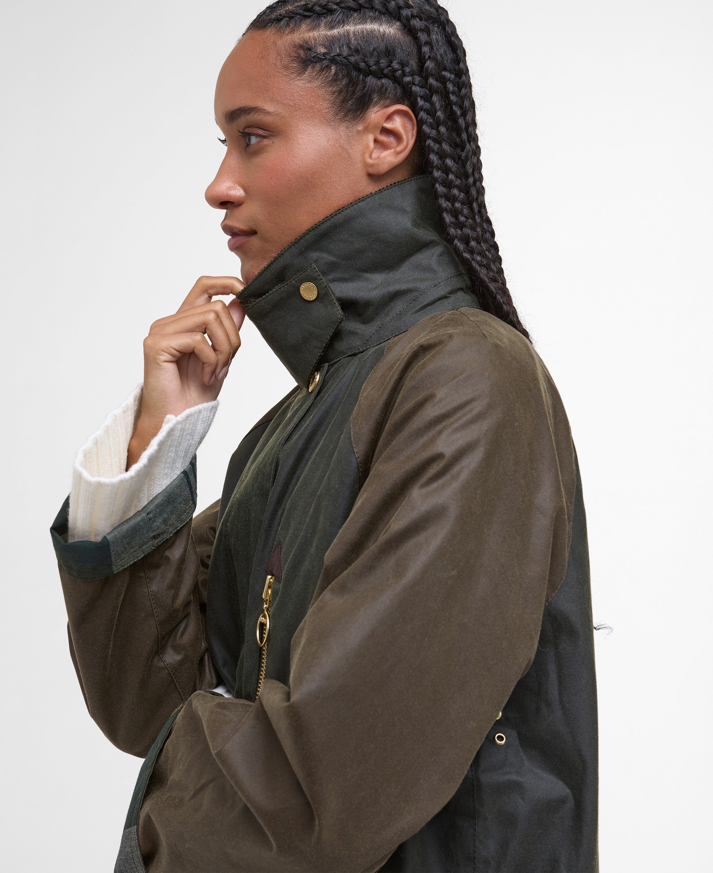 Evette Waxed Car Coat - Fern/Beech/Ancient Tartan