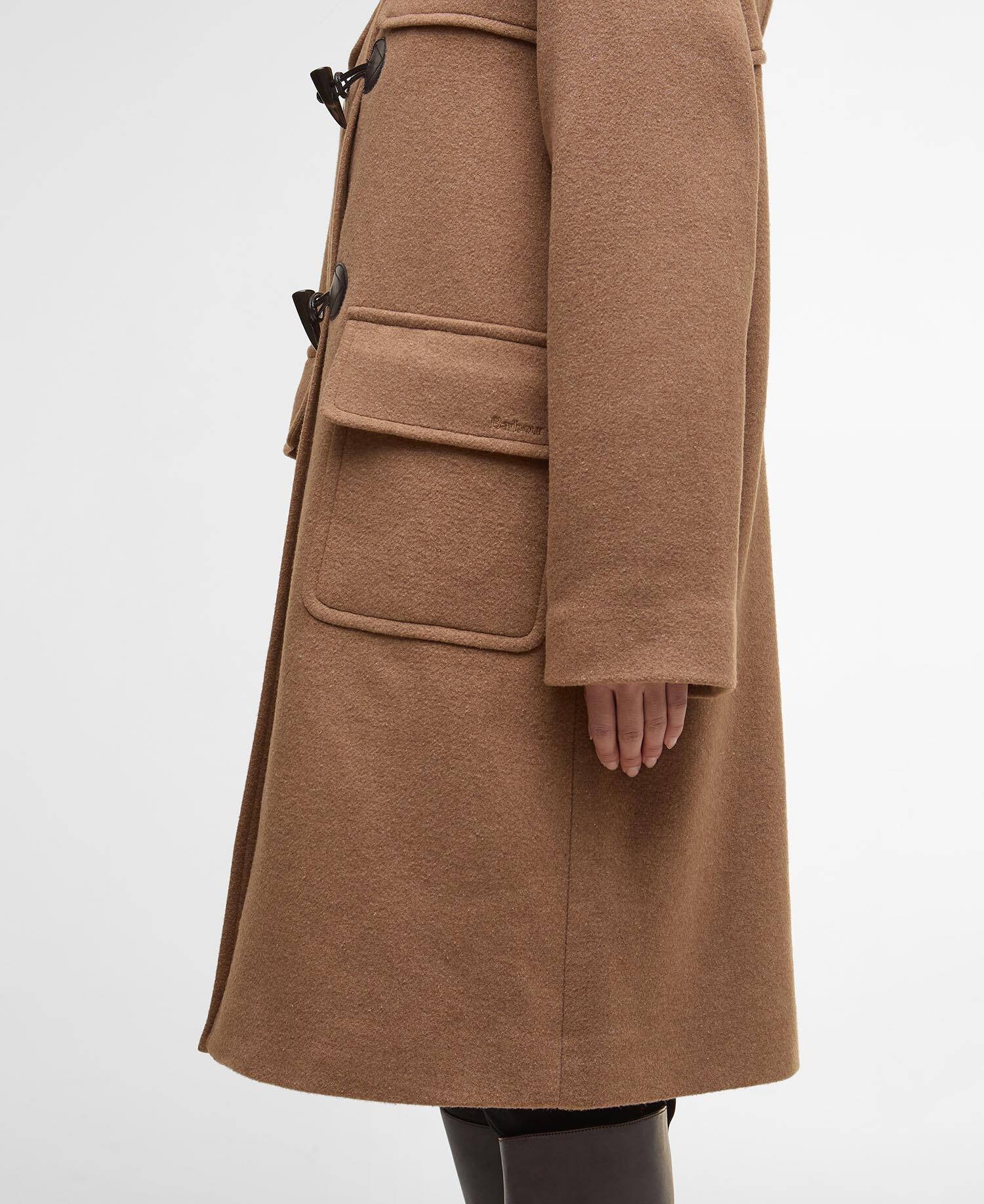 Melody Check Wool Duffle Coat - Camel/Hessian Tartan