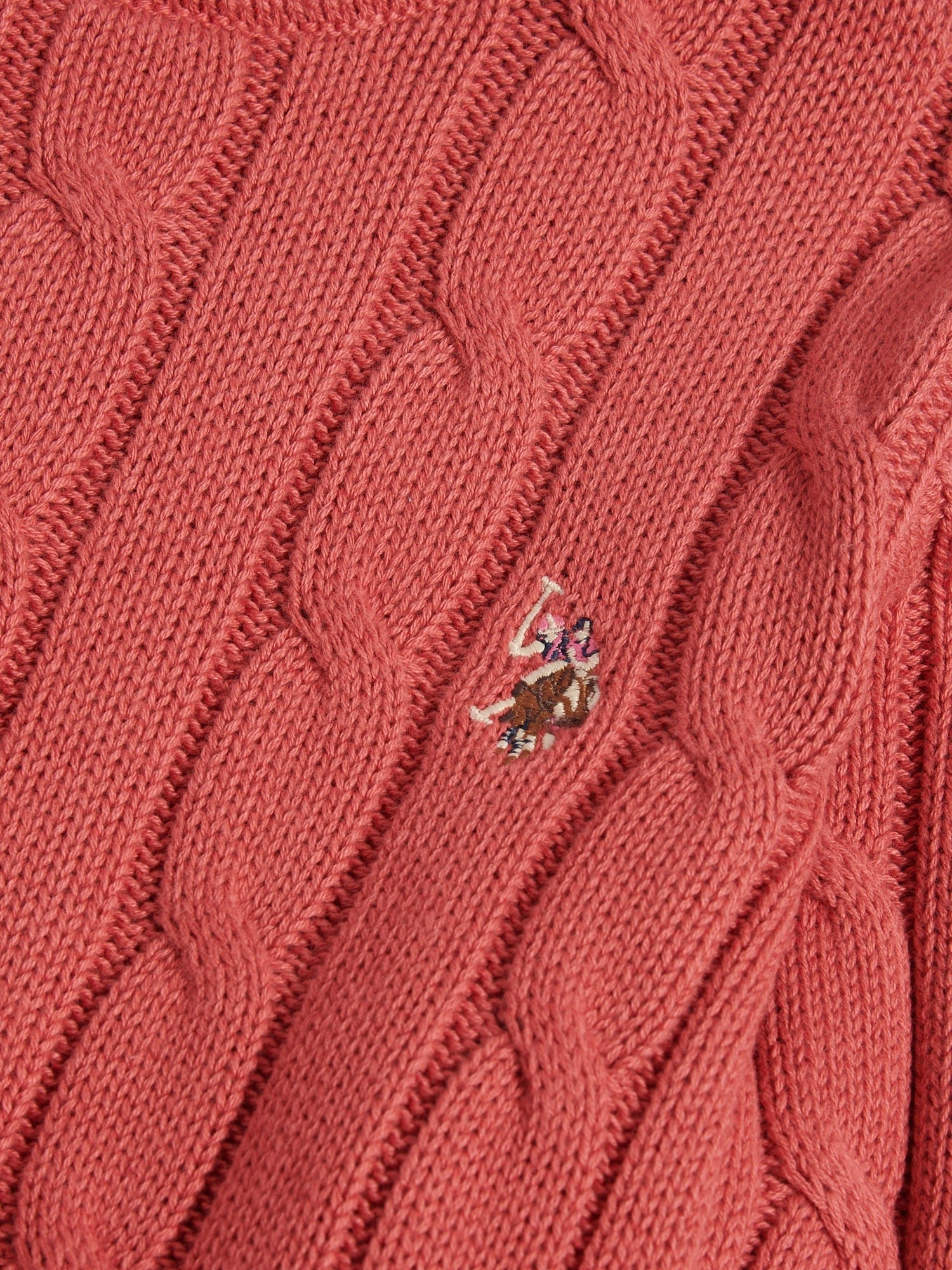 Womens Crew Neck Cable Jumper Mineral Red