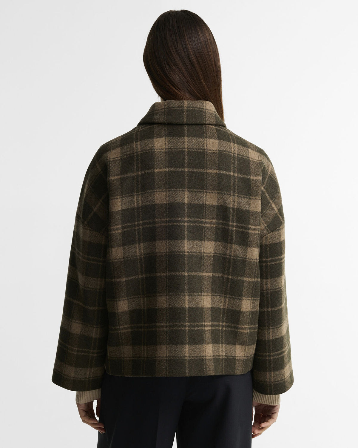Myla Checked Wool Coat - Olive/Biscuit Check