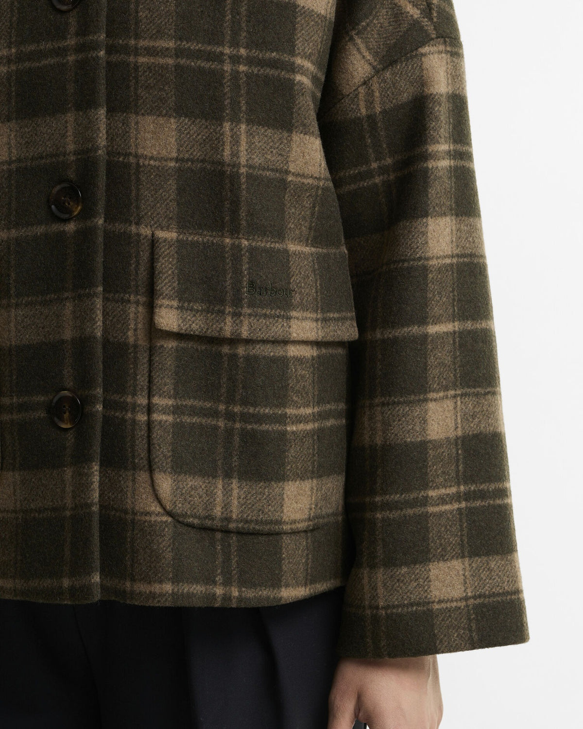 Myla Checked Wool Coat - Olive/Biscuit Check