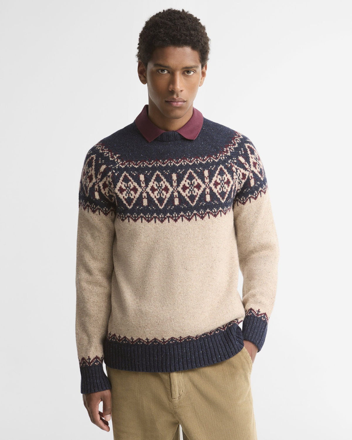 Tisbury Fair Isle Crew Neck Jumper - Navy