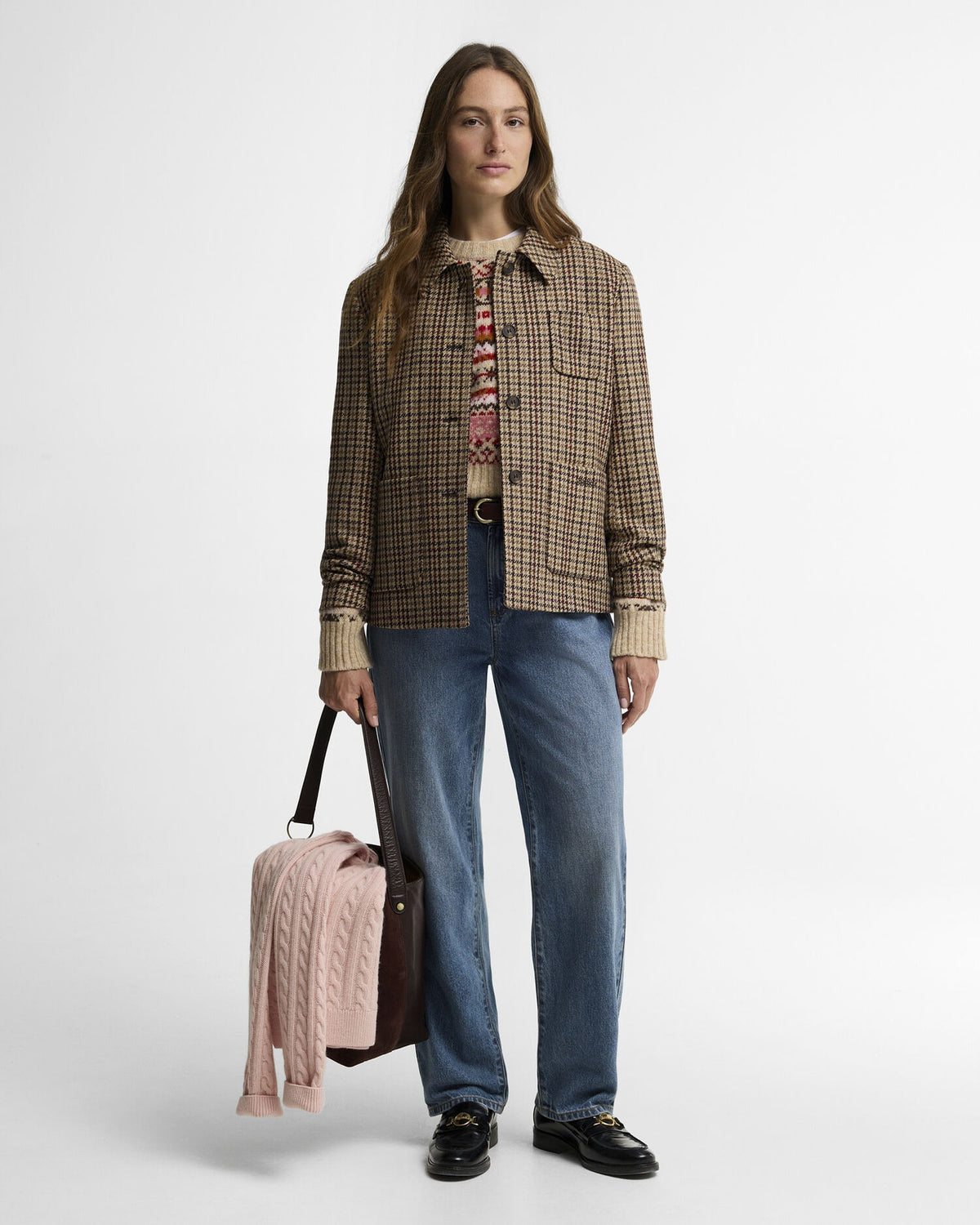 Austen Wool Tailored Jacket - Classic Beige Check
