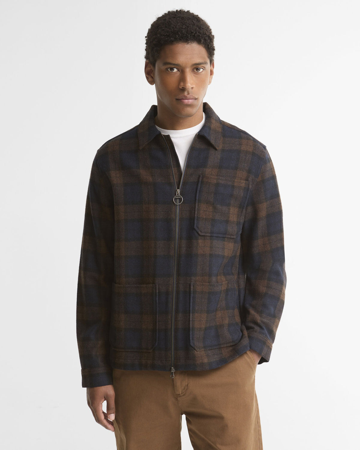 Acklington Checked Overshirt - Navy