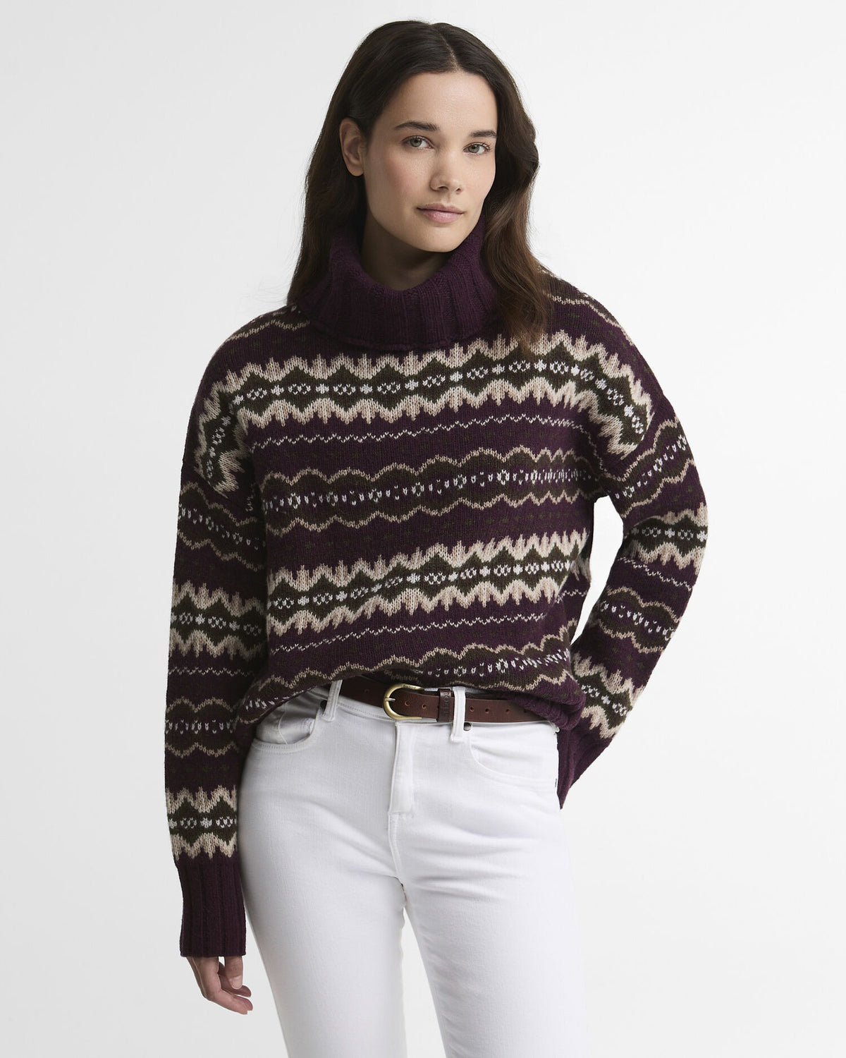 Helen Fair isle Roll-Neck Jumper - Fig Multi