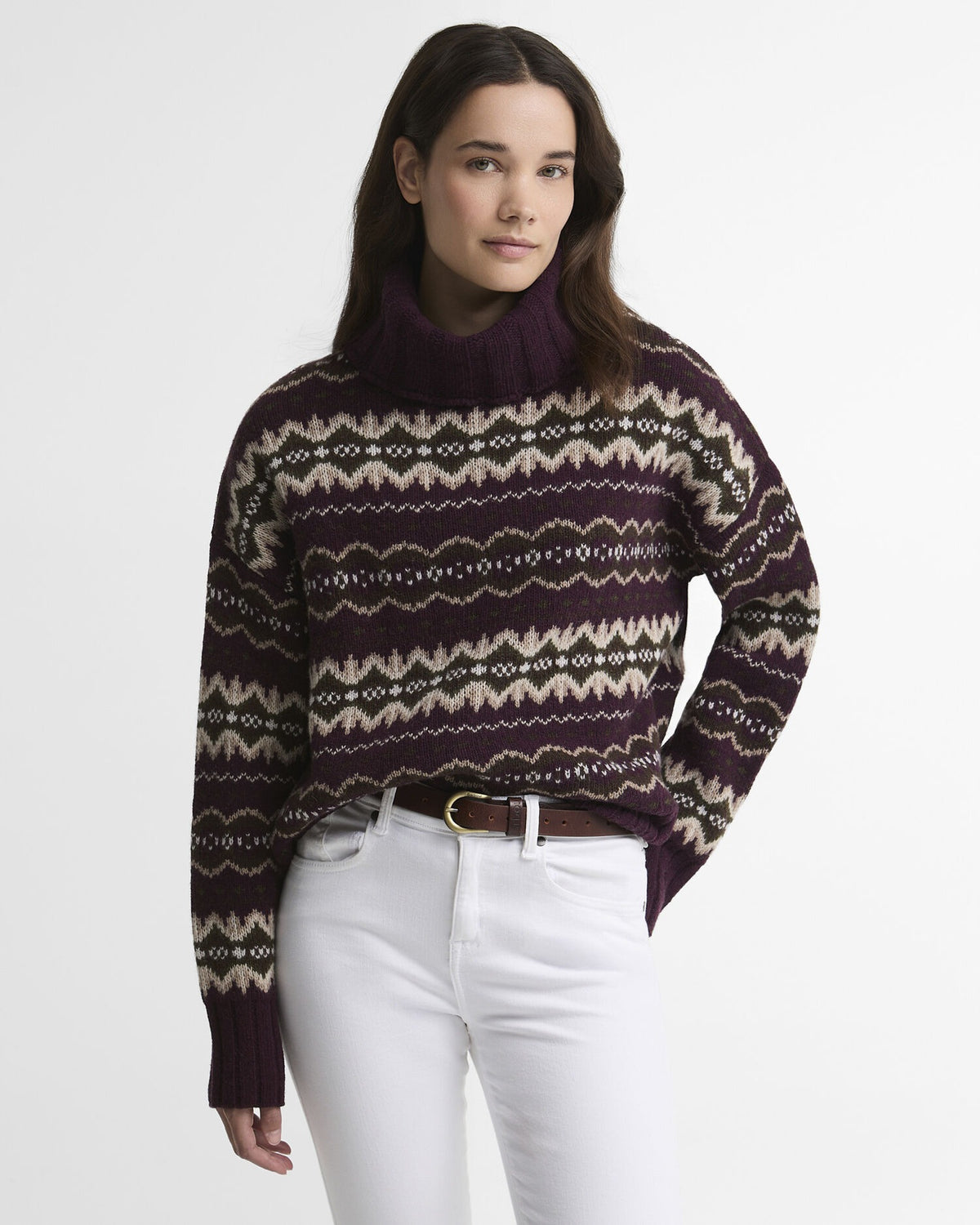Helen Fair isle Roll-Neck Jumper - Fig Multi