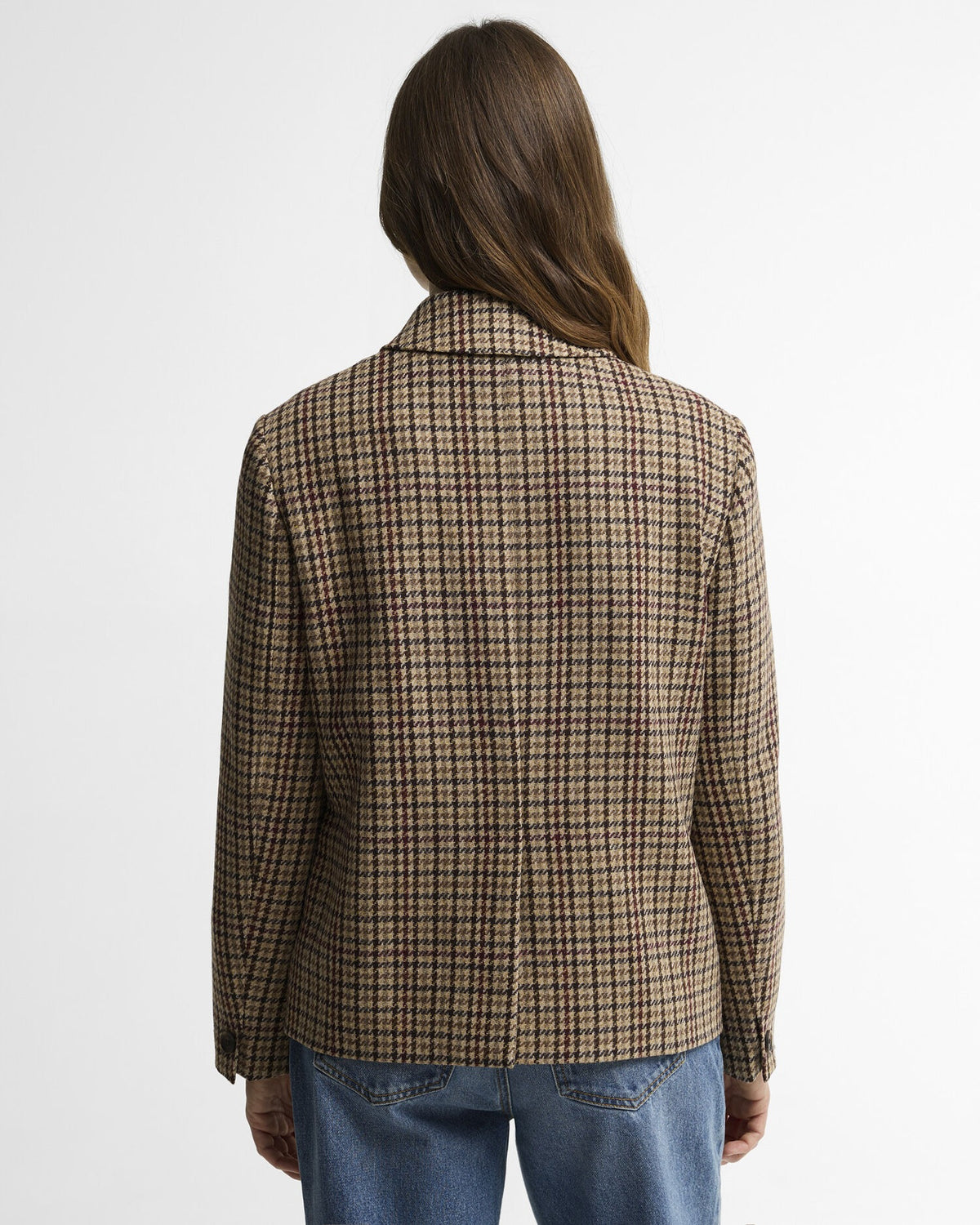 Austen Wool Tailored Jacket - Classic Beige Check