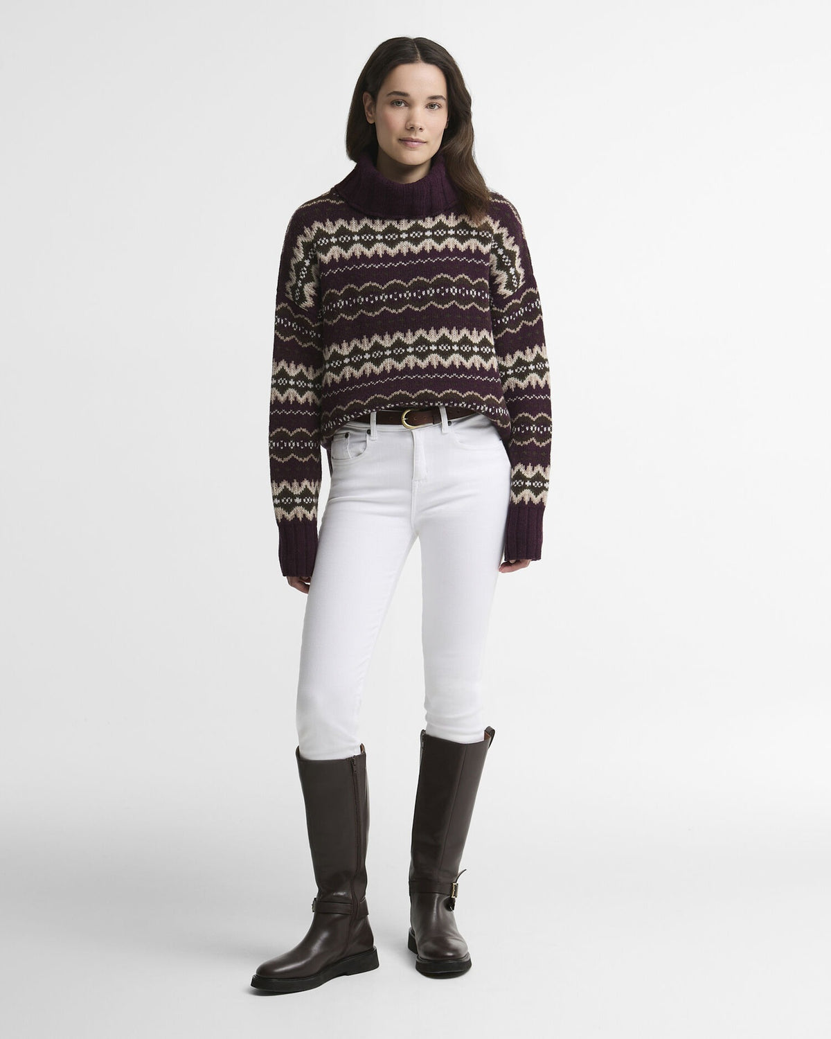 Helen Fair isle Roll-Neck Jumper - Fig Multi