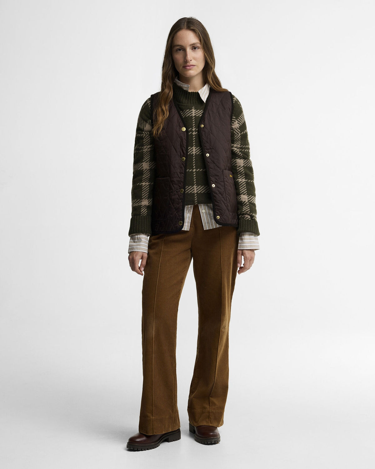 Delilah Tartan Wool Jumper - Olive Multi