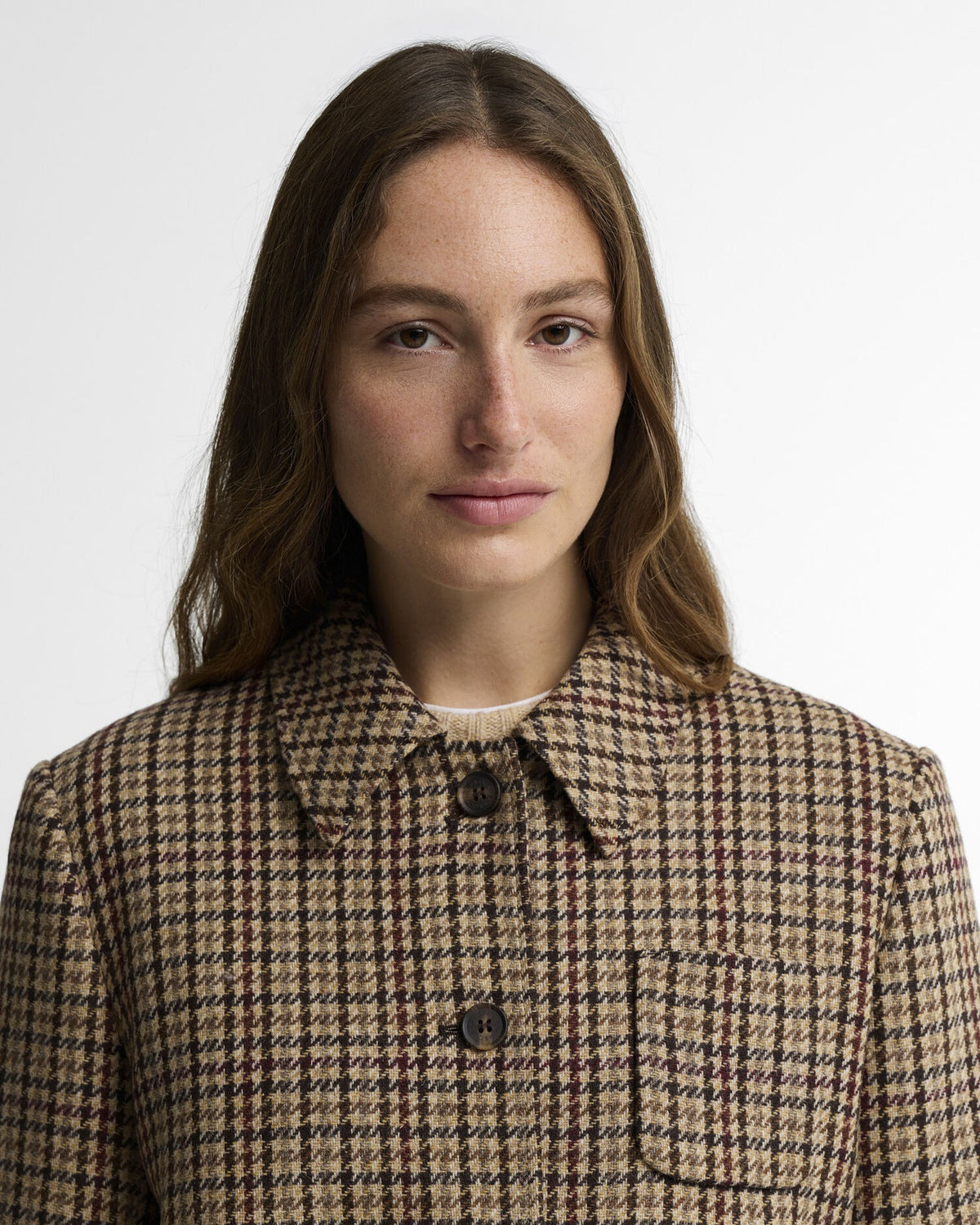 Austen Wool Tailored Jacket - Classic Beige Check