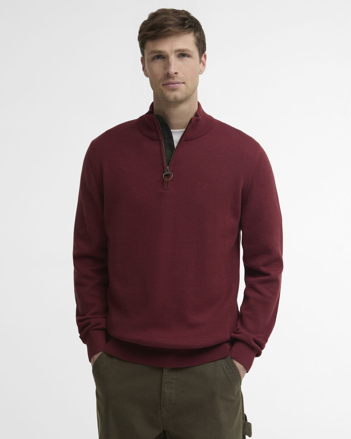 Cotton Quarter-Zip Jumper - Russet