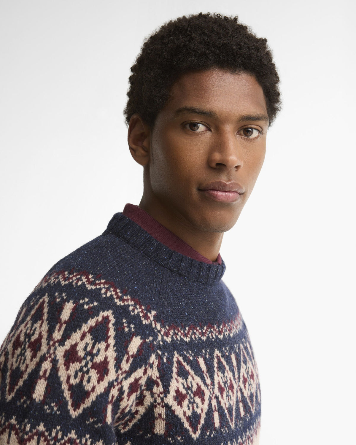 Tisbury Fair Isle Crew Neck Jumper - Navy