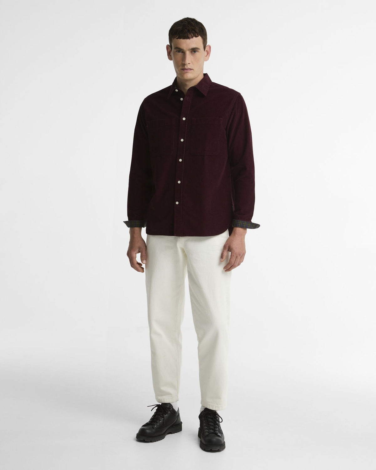 Cord Authentic-Fit Long-Sleeved Shirt - Burgundy