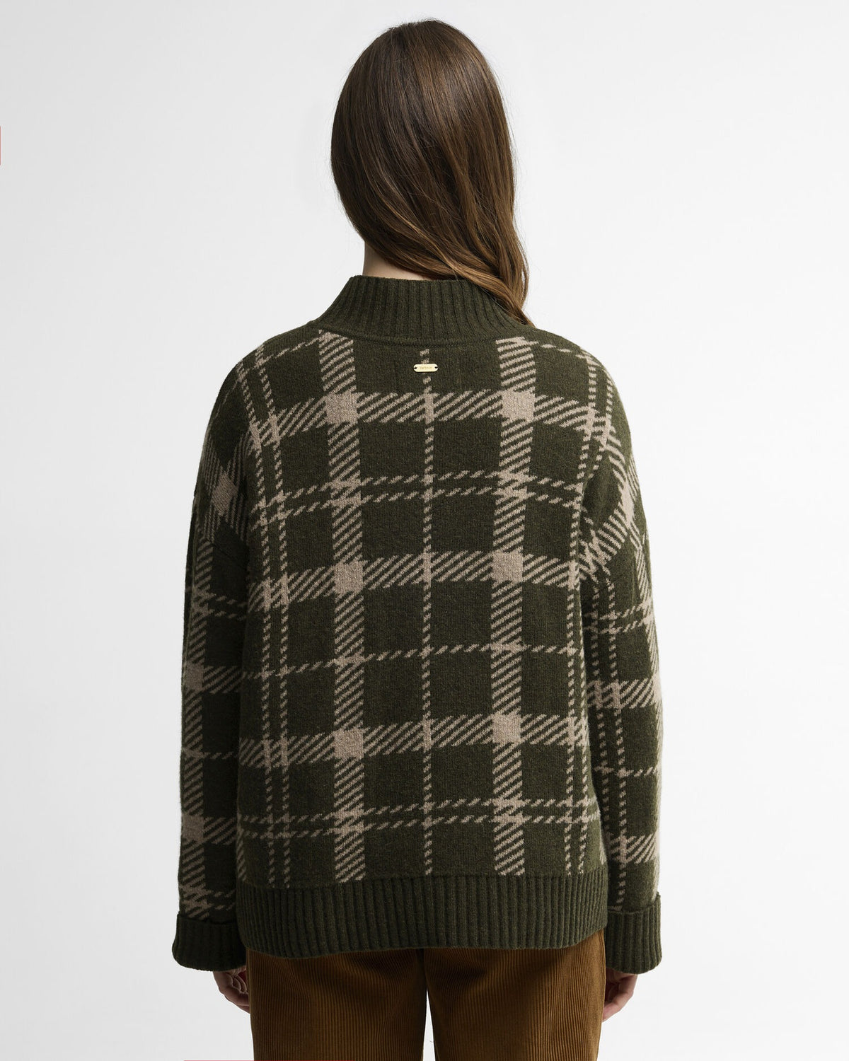 Delilah Tartan Wool Jumper - Olive Multi