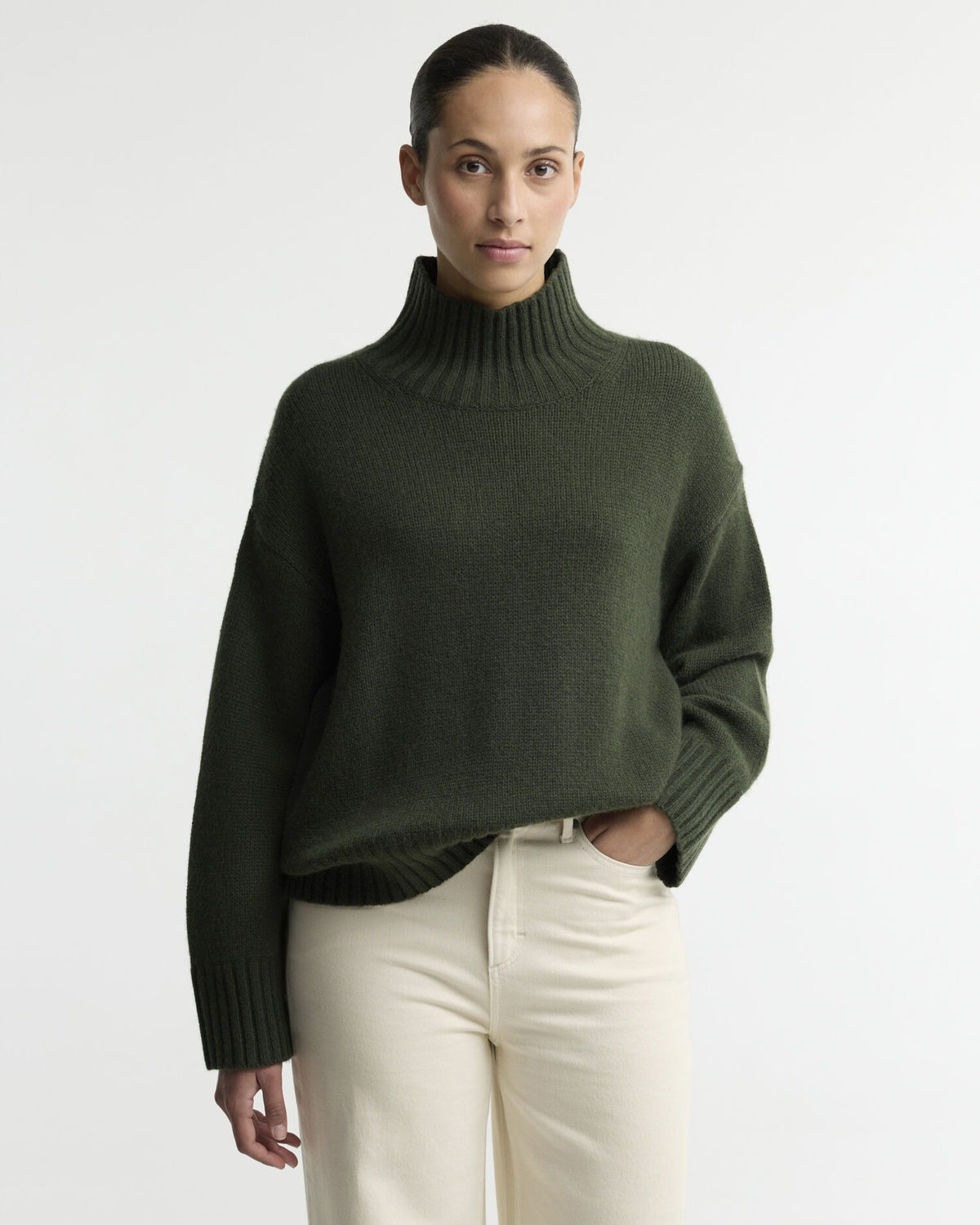 Woodhouse Cashmere-Blend Funnel Neck Jumper - Olive
