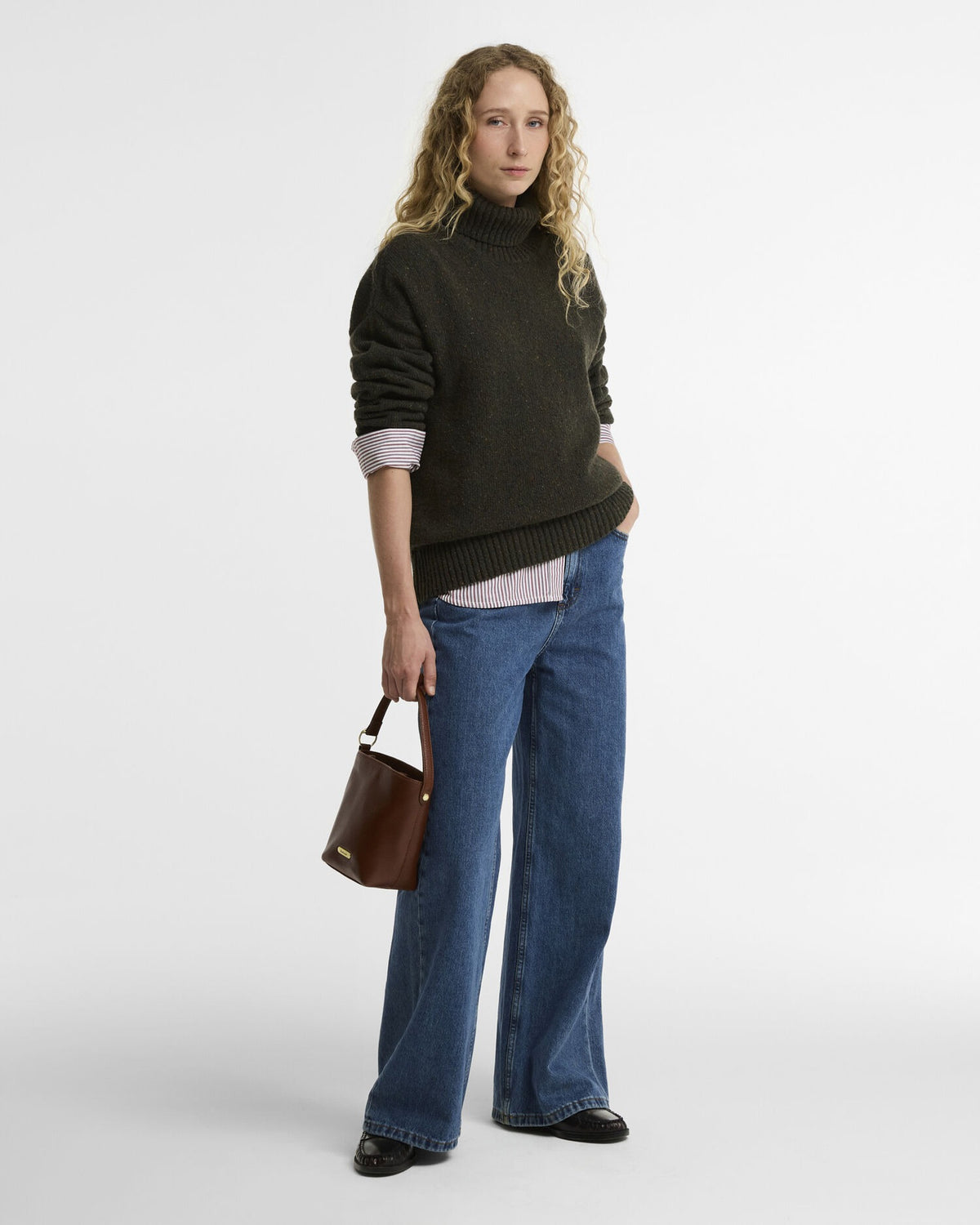 Stanford Fleck Rollneck Wool Jumper - Olive