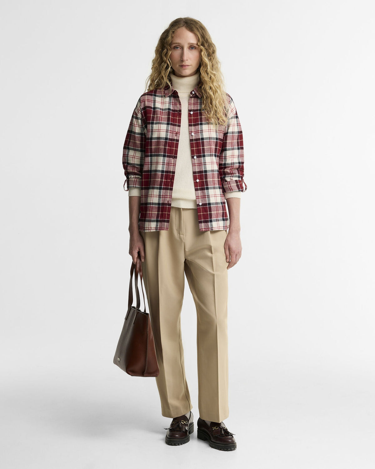Elishaw Relaxed Long-Sleeved Shirt - Lt Cardinal Tartan