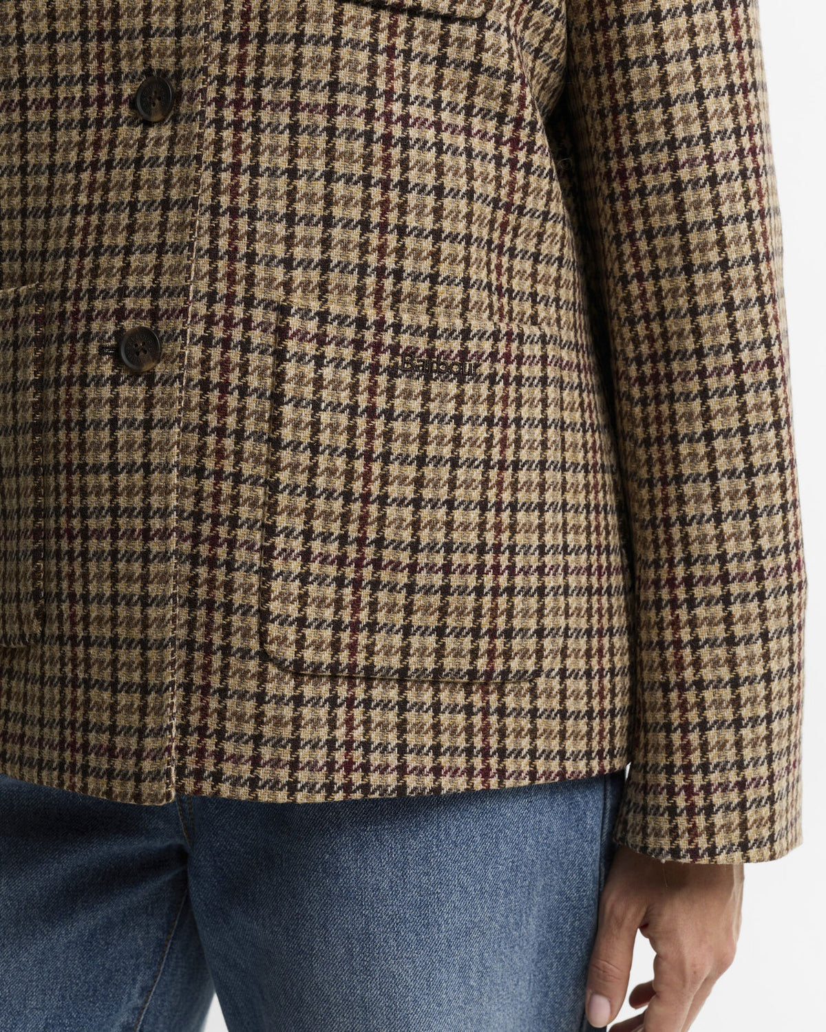 Austen Wool Tailored Jacket - Classic Beige Check