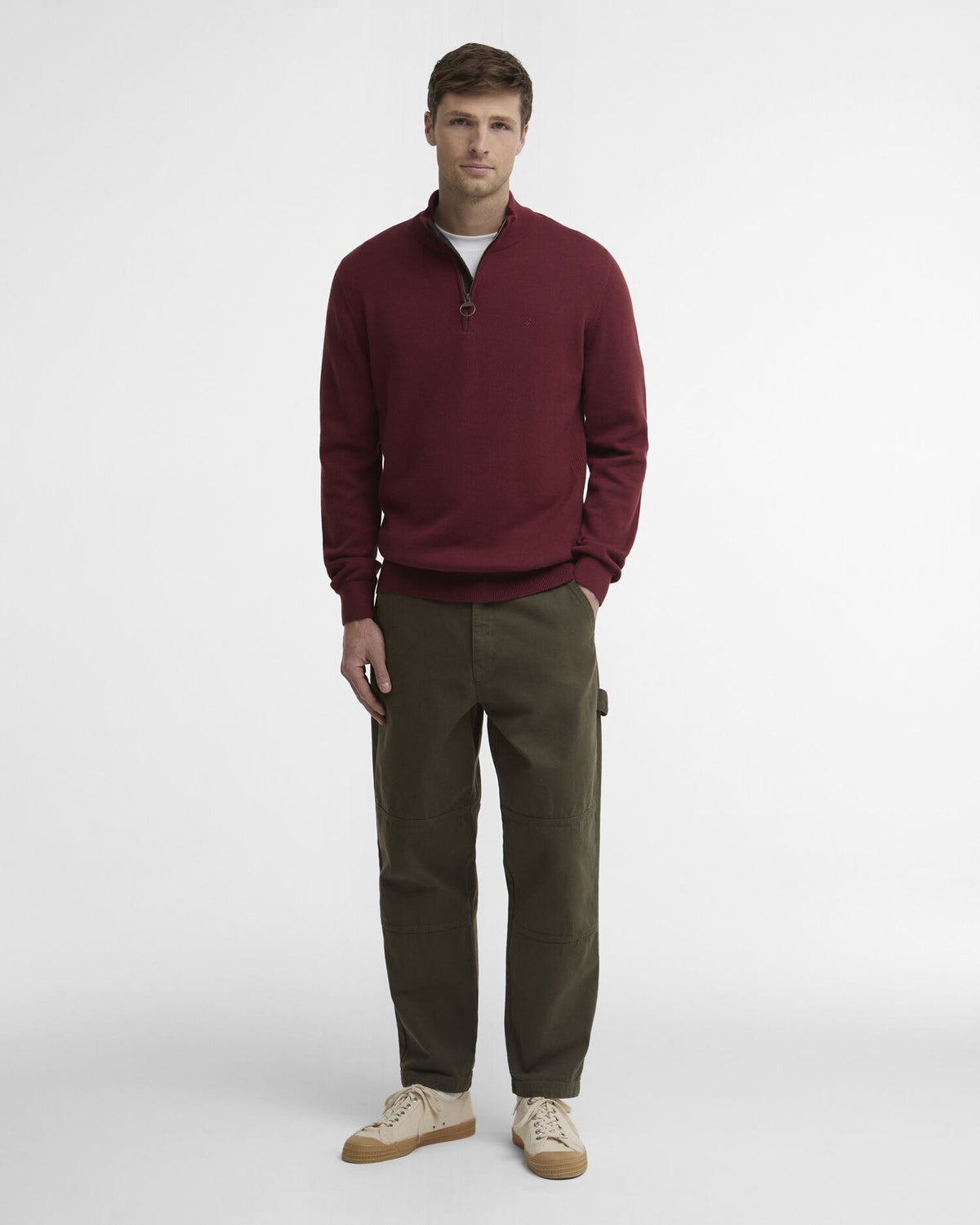 Cotton Quarter-Zip Jumper - Russet