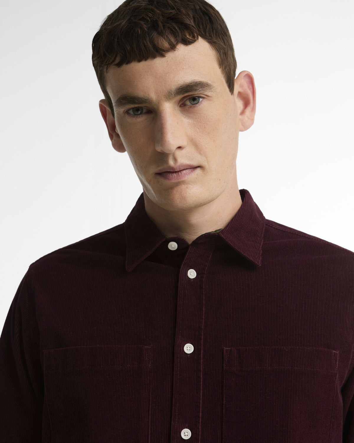 Cord Authentic-Fit Long-Sleeved Shirt - Burgundy