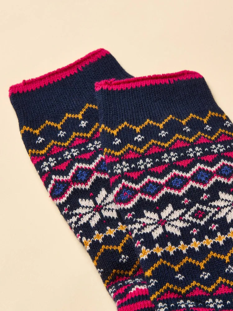 Lucille Navy Fairisle Socks