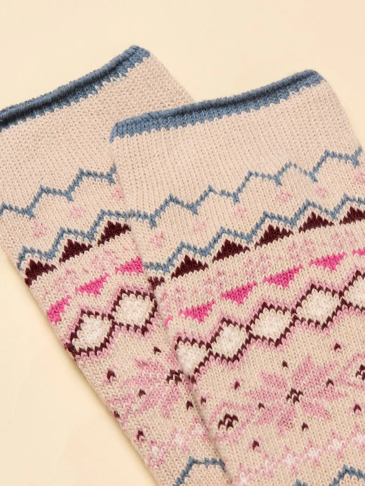 Lucille Neutral Fairisle Socks
