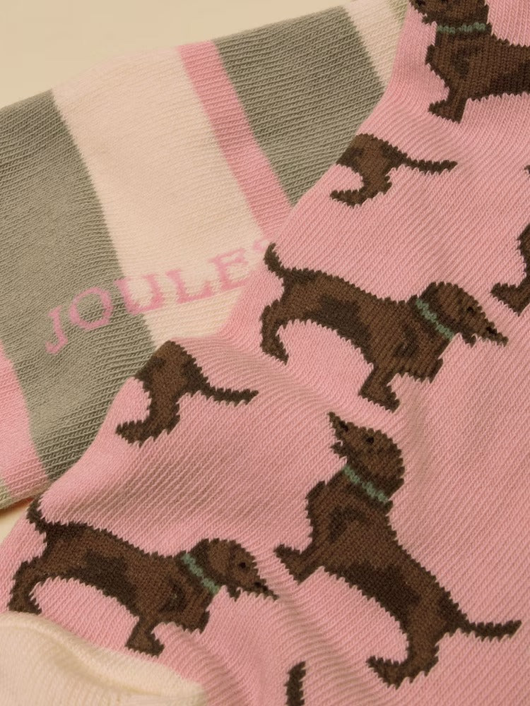 Women's Rilla Pink Green Trainer Socks 2 Pack (size 4-8)