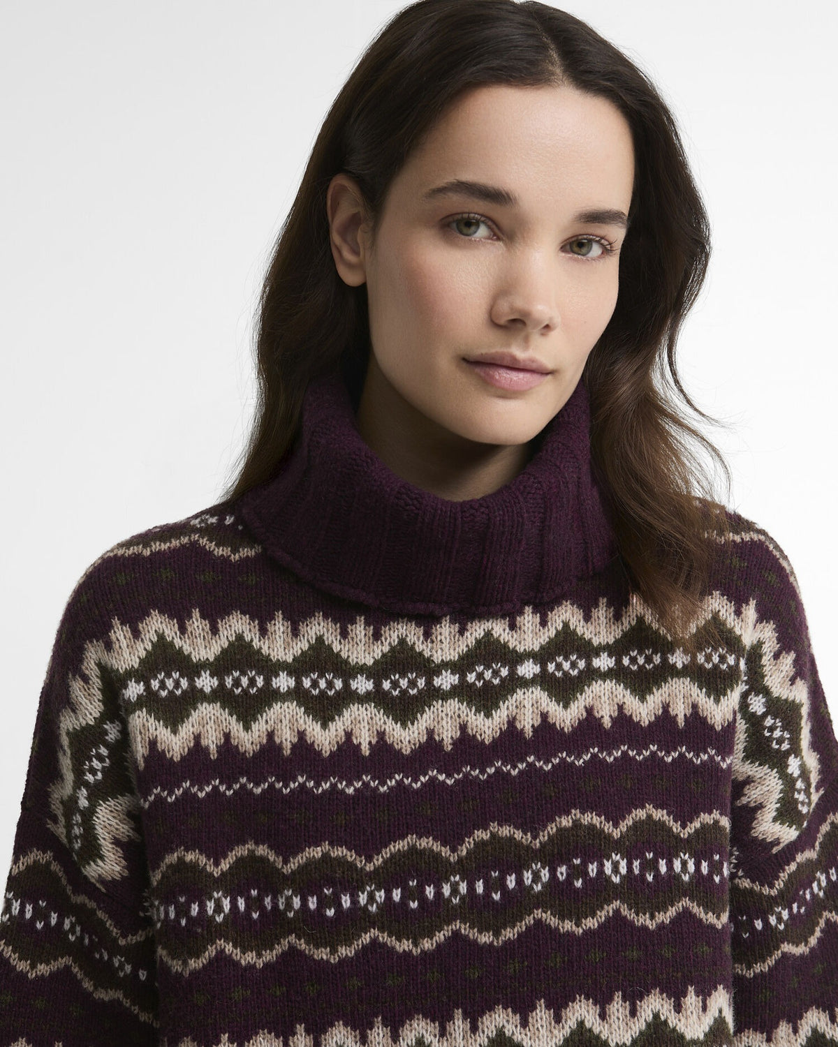 Helen Fair isle Roll-Neck Jumper - Fig Multi