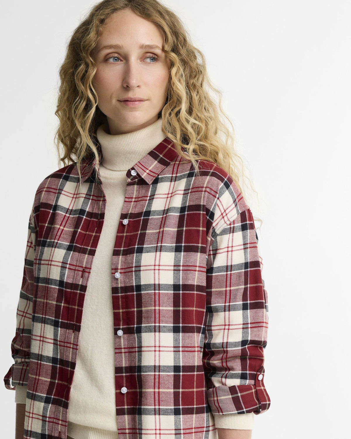 Elishaw Relaxed Long-Sleeved Shirt - Lt Cardinal Tartan