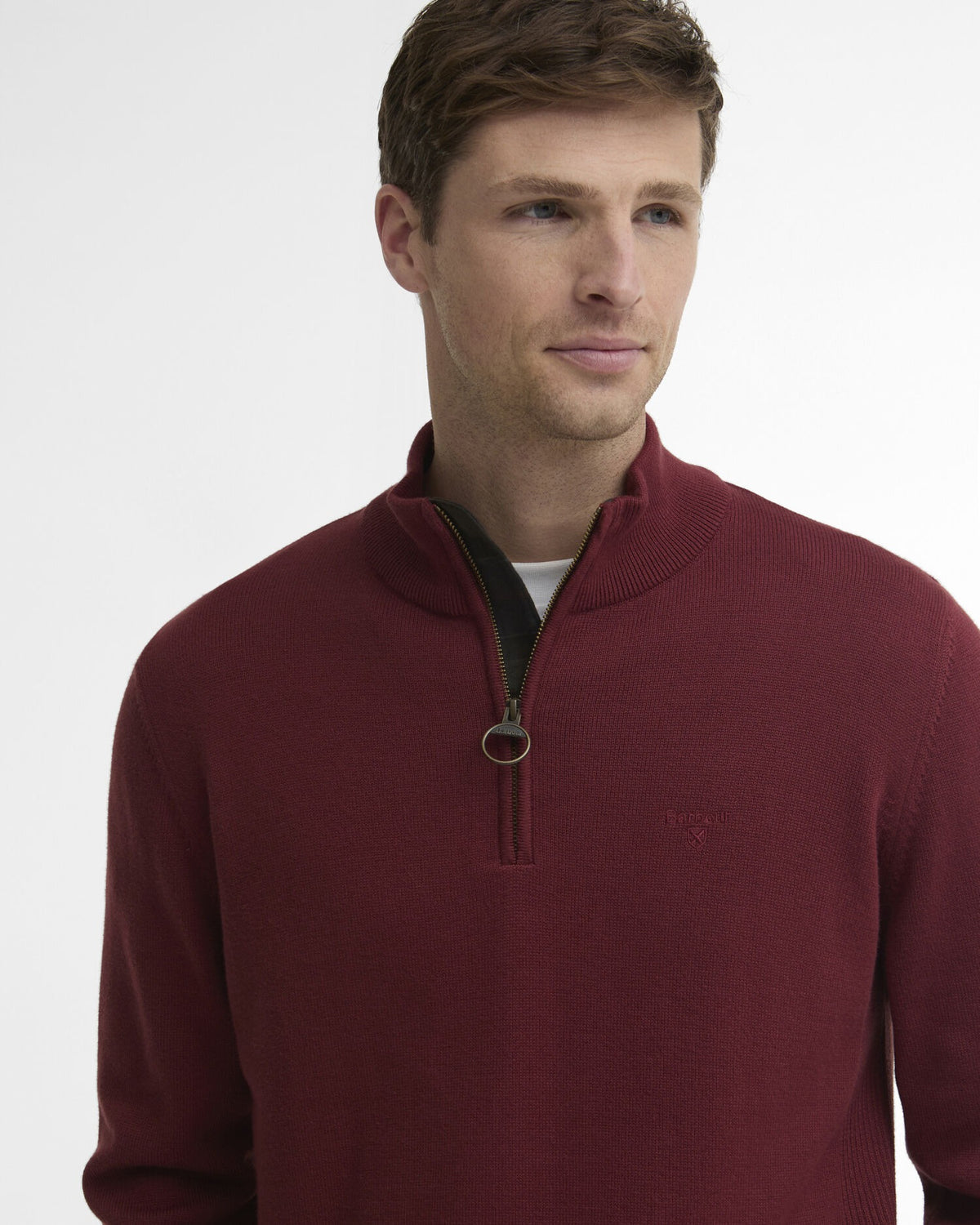 Cotton Quarter-Zip Jumper - Russet