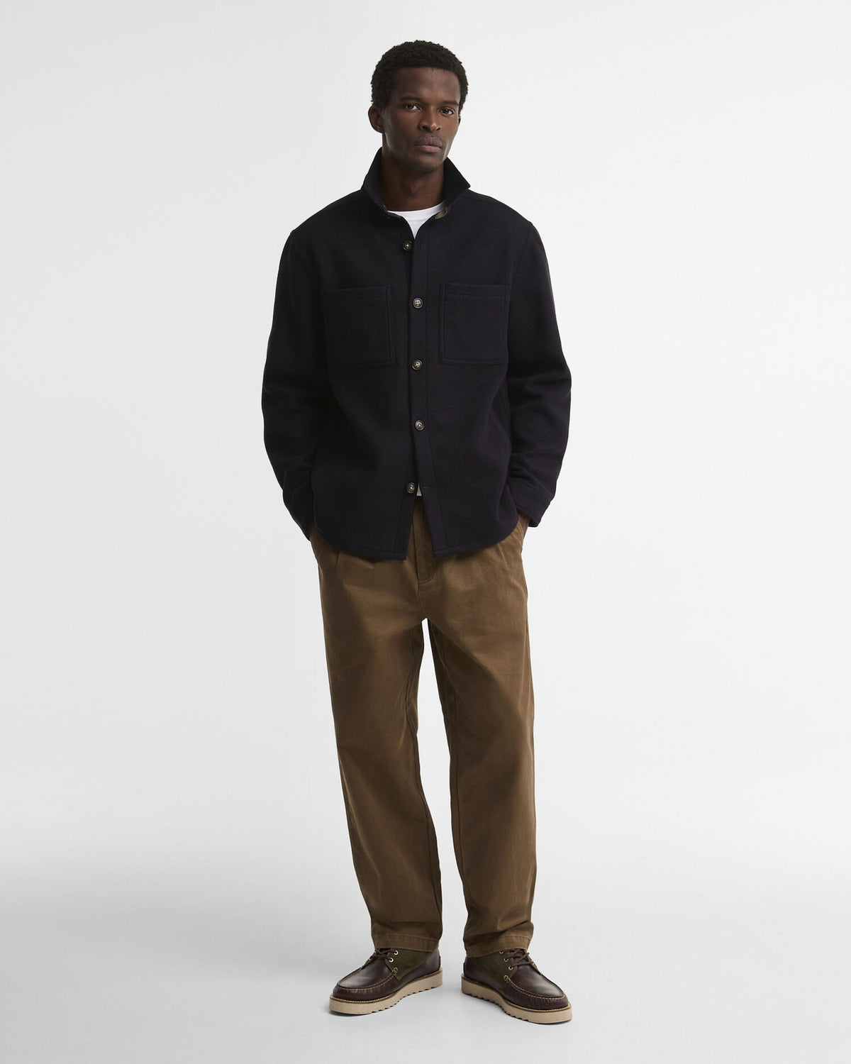 Marltown Tailored Wool-Blend Overshirt - Navy Marl