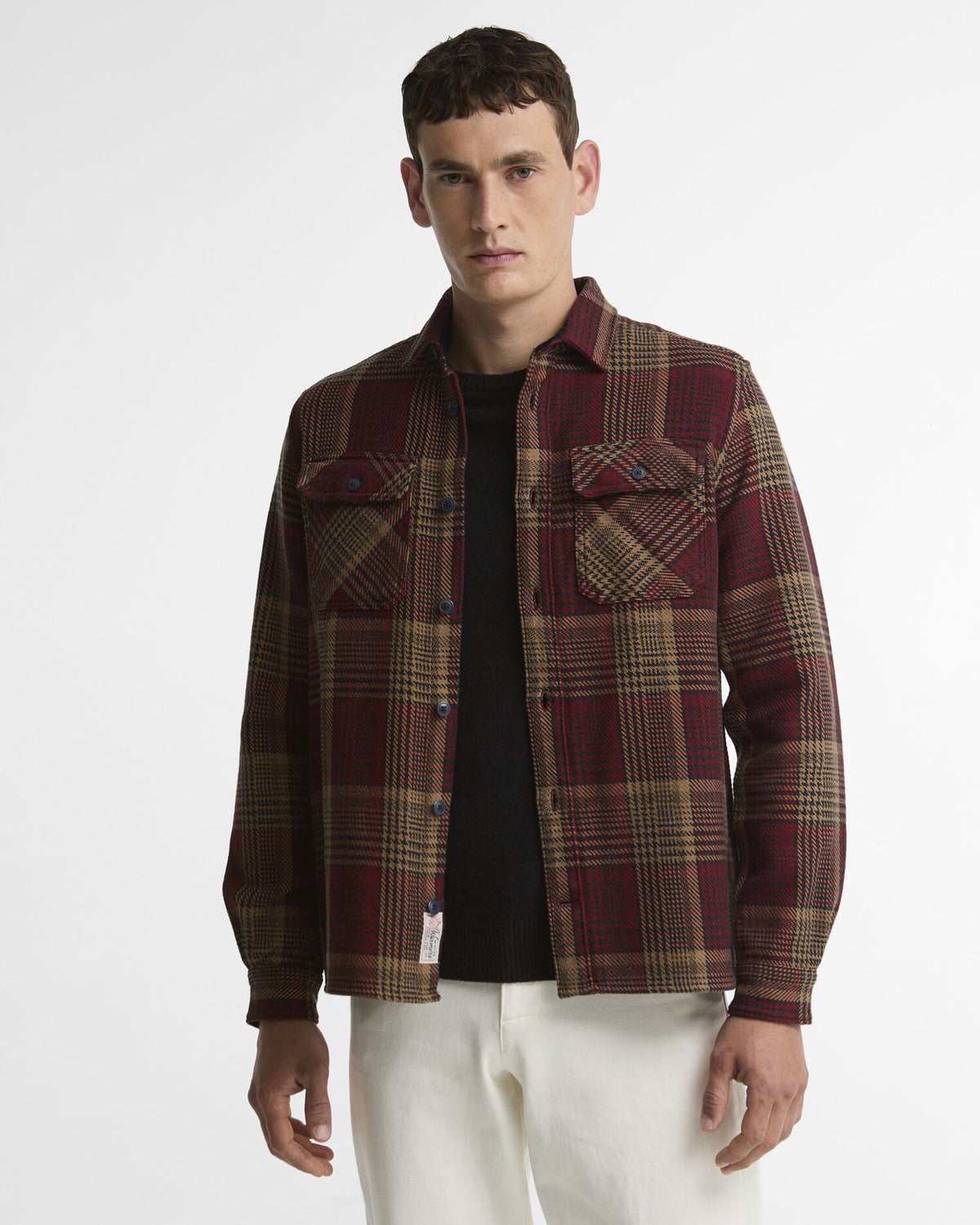 Millom Relaxed Houndstooth Shirt - Red