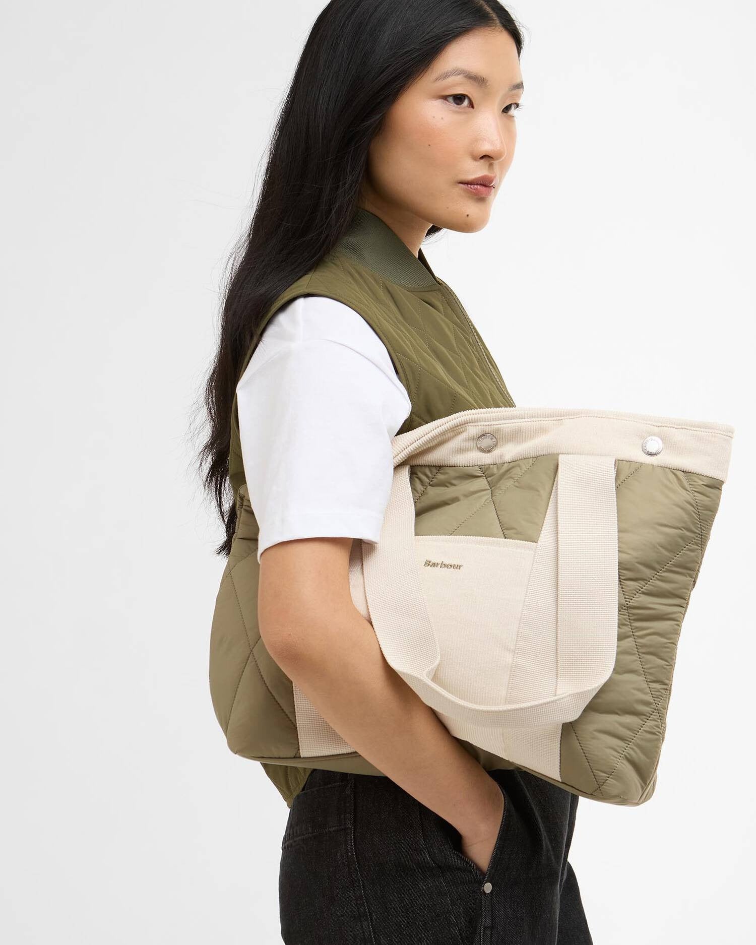Healy Quilted Tote Bag - Bleached Olive
