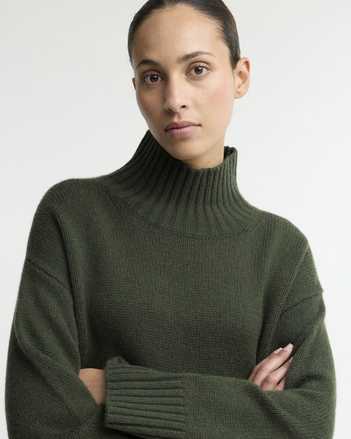 Woodhouse Cashmere-Blend Funnel Neck Jumper - Olive