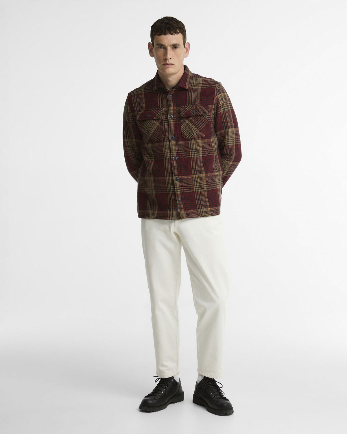 Millom Relaxed Houndstooth Shirt - Red