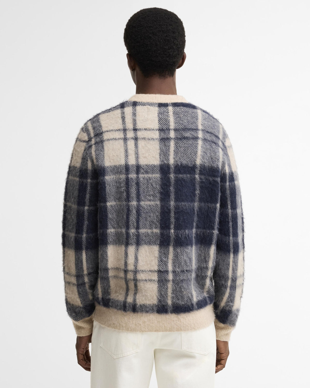 Hunham Tartan V-Neck Jumper - Stone