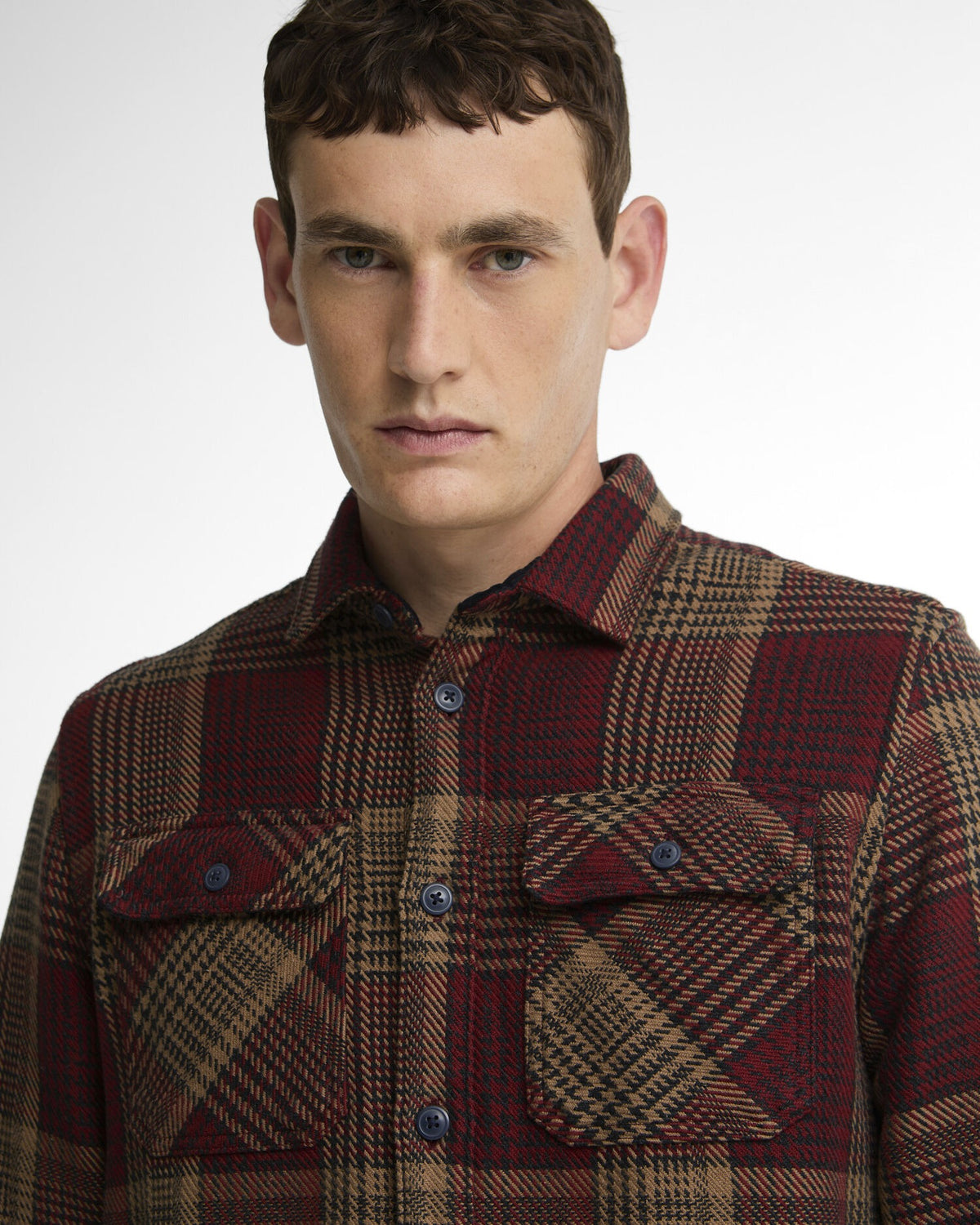 Millom Relaxed Houndstooth Shirt - Red