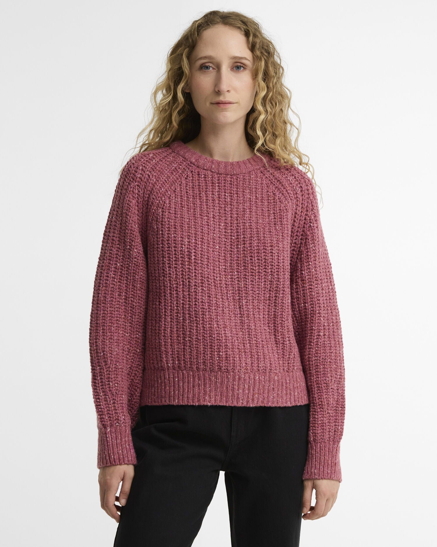 Alderney Wool-Blend Crew Neck Jumper - Tea Rose