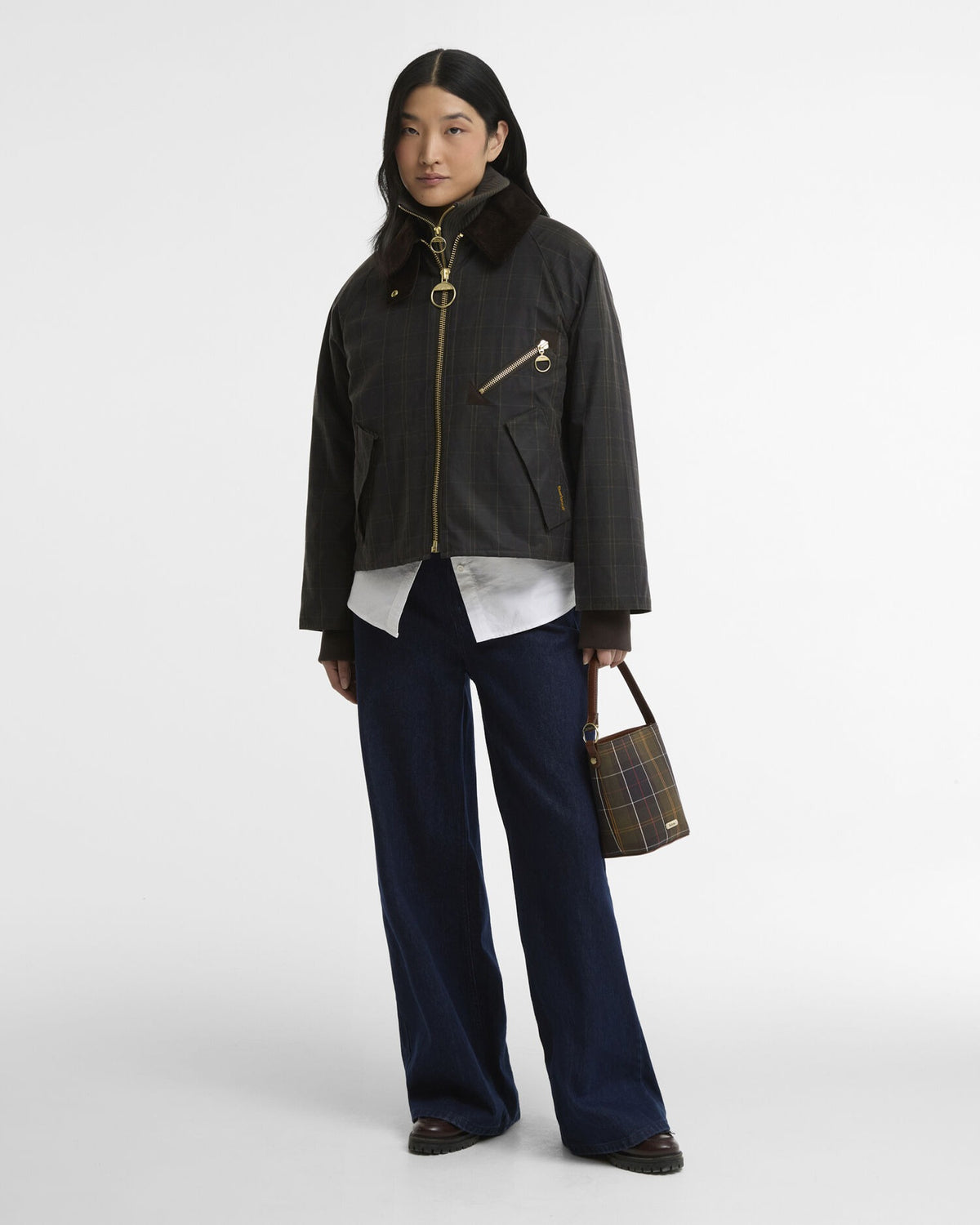 Arlene Checked Waxed Jacket - Classic/Shadow classic
