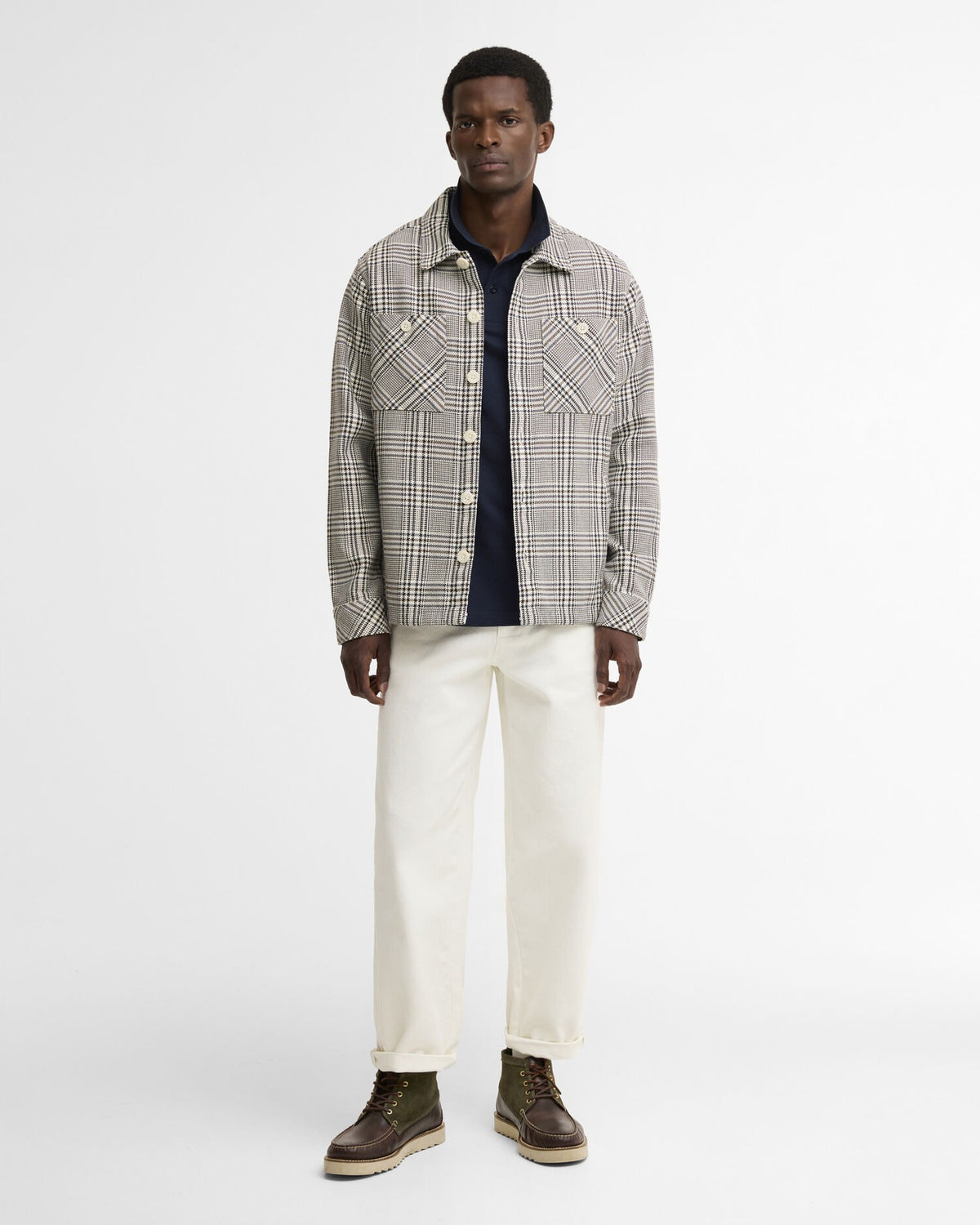 Alderney Houndstooth Overshirt - Whisper White